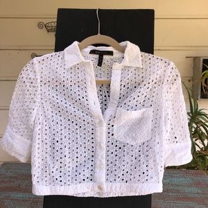 White Eyelet Crop Top